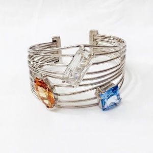 Lanciani Sterling Silver Cuff Bracelet Multi Stone